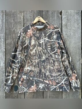 VTG Y2K Redhead Advantage Max-4 Camo Mock Neck Pocket Long Sleeve Shirt Large